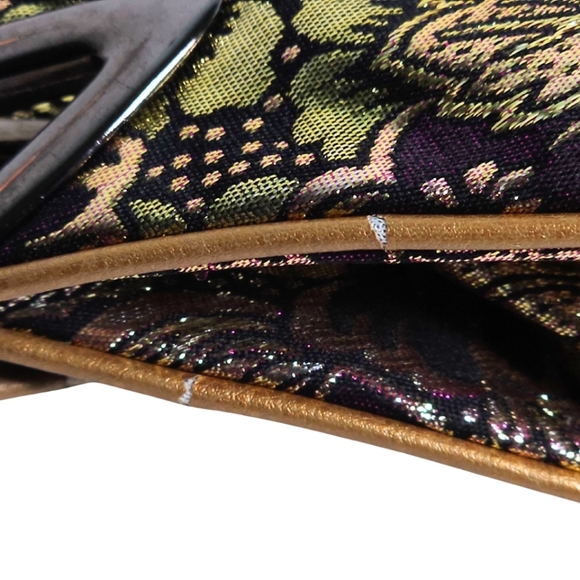 Brocade Floral Triangle Handbag in Gold & Purple - Picture 8 of 8